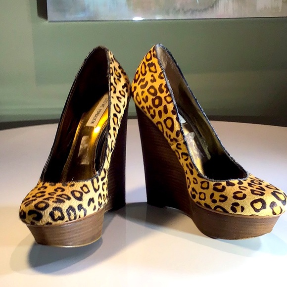 STEVE MADDEN PAMMY WOMANS PLATFORM WEDGE LEOPARD PRINT SIZE 8 - Picture 2 of 5